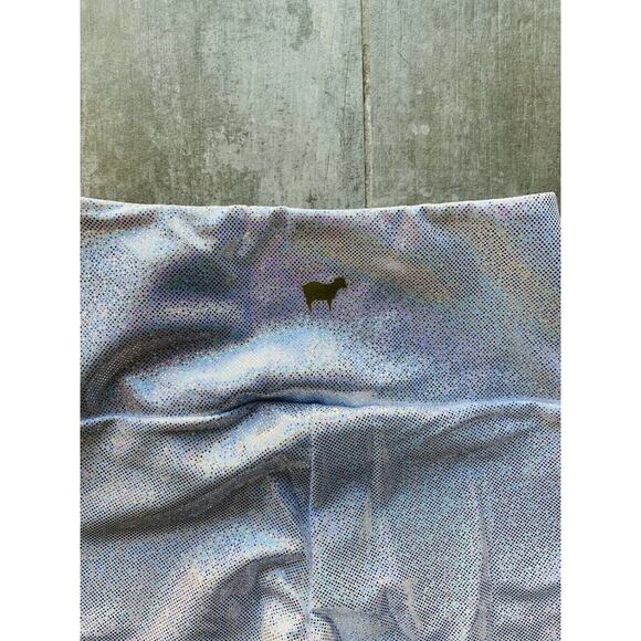 $98 GOLDSHEEP White Shimmer Hologram Full Length Leggings Festival NEW Rave S - Picture 8 of 8